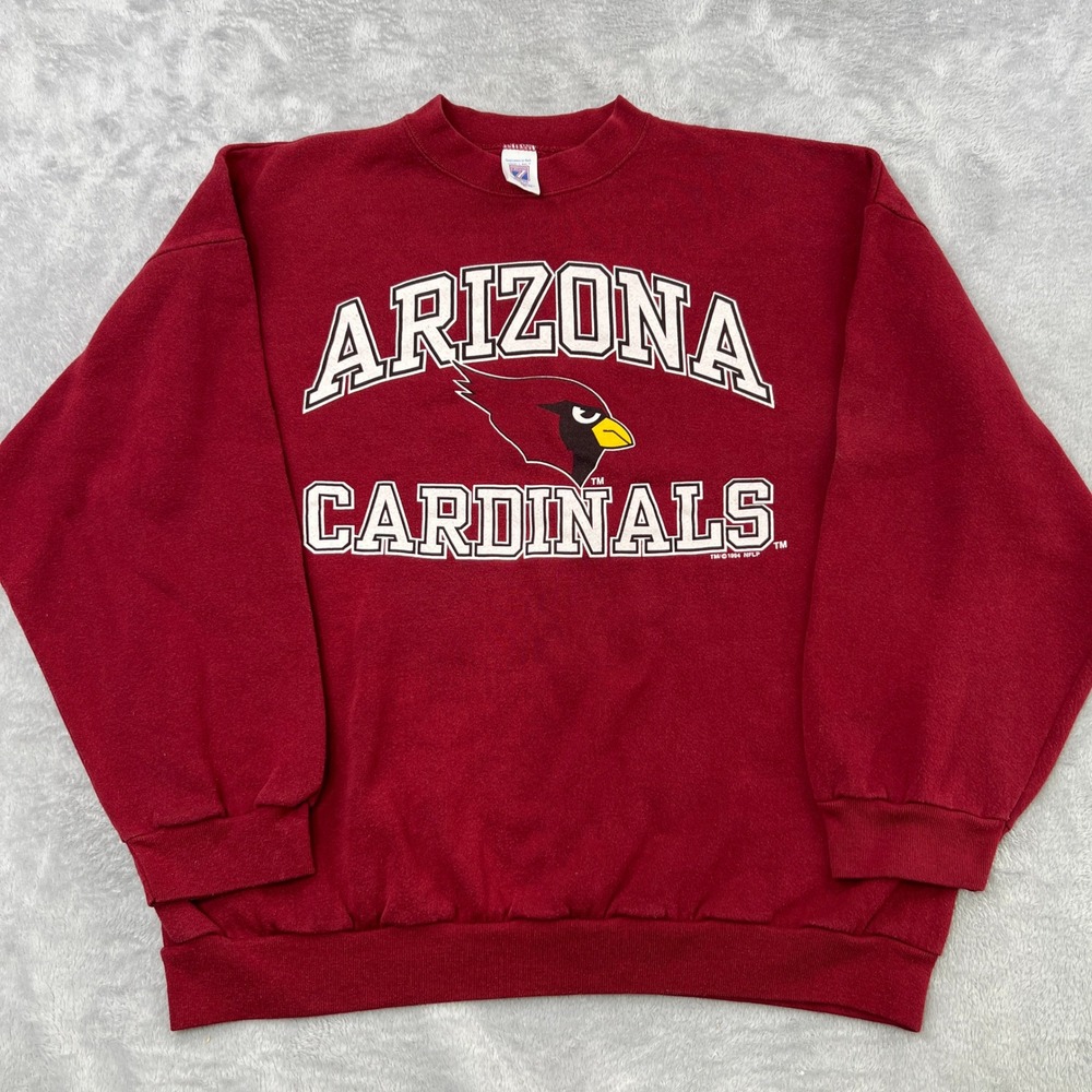 Logo 7 Arizona‎ Cardinals 1994 Sweatshirt 2XL Red Mens Vintage NFL Crewneck Boxy